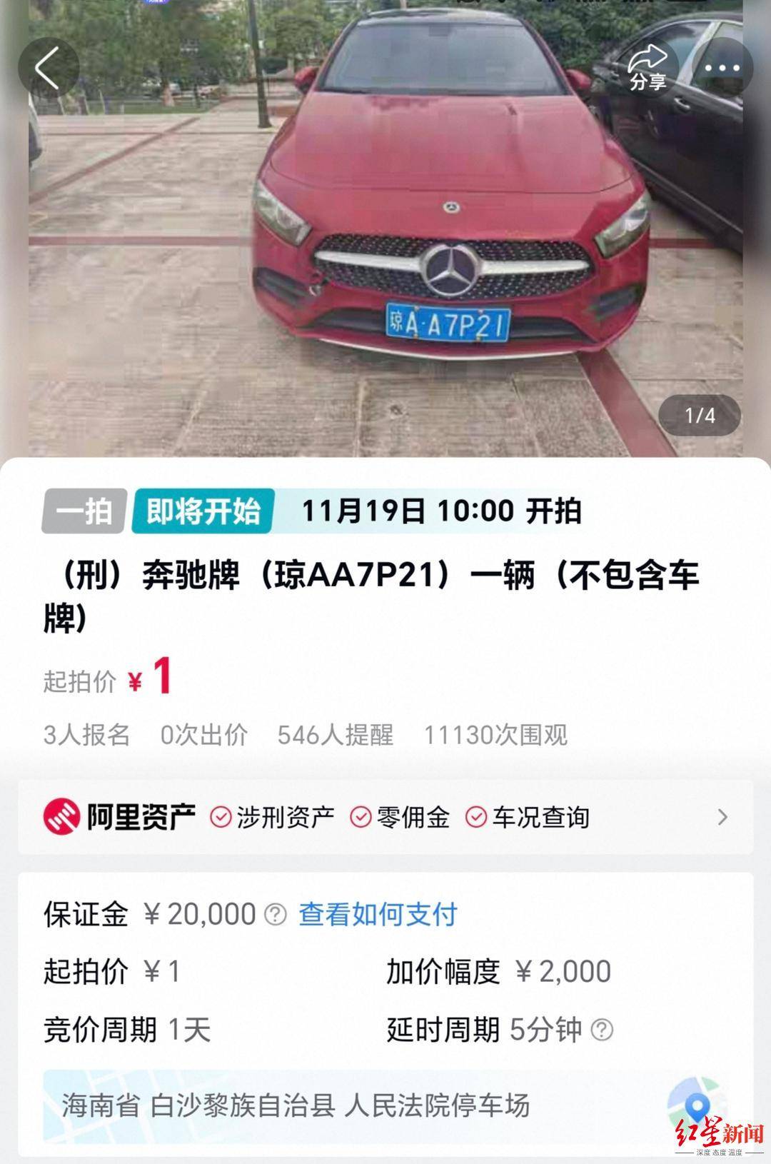 估价21万元奔驰车将被1元起拍：行驶里程不到1万公里<strong></p>
<p>鑫坤币</strong>，曾三次流拍，系涉刑资产