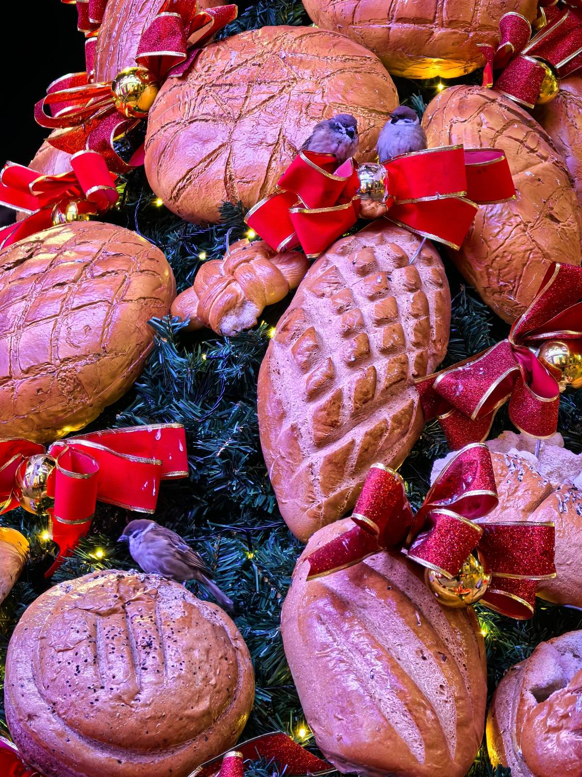 哈尔滨一大列巴面包树成麻雀过冬粮仓<strong></p>
<p>币圈空投</strong>,设计师:一百多个面包做成,已有两年